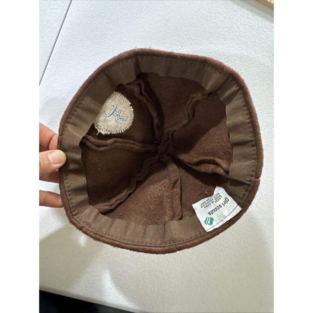 Vintage 70s Girl‎ Scout Brownie Hat Brown Felt Wool Beanie Size  Large, As Shown - Picture 5 of 5